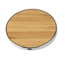 Portable Round Shape Wireless Charger  10W Wireless Charger Bamboo  Fast Charger Wood Wireless Charge